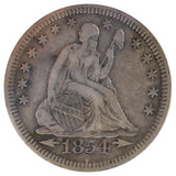 1854 With Arrows Liberty Seated Quarter (VF30)