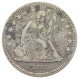 1861 Liberty Seated Quarter (VG/F)