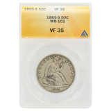 1865-S Liberty Seated Half Dollar VF35 ANACS