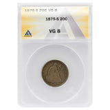 1875-S 20C Seated Liberty VG08 ANACS
