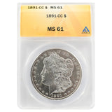 1891-CC Morgan Dollar MS61 ANACS