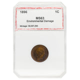 1896 Indian Head Cent MS63 "Environmental Damage" PCI