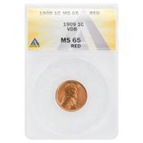 1909 VDB Wheat Cent MS65 RD ANACS