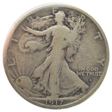 1917-S Walking Liberty Half Dollar Toned/Cleaned G