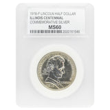 1918-P Lincoln Half Illinois Centennial Commemorative Silver MS60