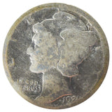 1921 Mercury Dime Cleaned Details (AG)