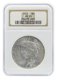 1923 MS63 NGC Peace Dollar