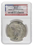 1923   Peace Dollar Music City Collection MS63 NGC