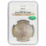 1925 Peace Dollar MS65 CAC Sticker NGC