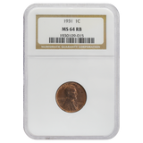 1931 Wheat Cent MS64 RB NGC