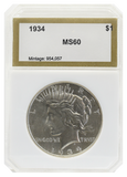 1934 MS60 PCI Peace Dollar