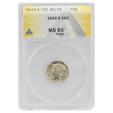 1942-S Mercury Dime MS65 Full Bands ANACS