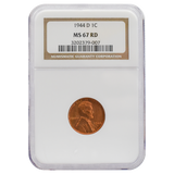 1944-D Wheat Cent MS67 RD NGC
