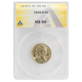 1945-D Jefferson Nickel MS66 ANACS