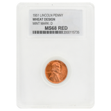 1951-D Wheat Cent MS68 Red