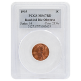 1995 Lincoln Memorial Reverse Cent MS67 Red Doubled Die Obverse PCGS