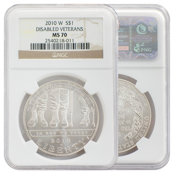 NGC 2010-W Disabled Veterans  $1 Commemorative MS70