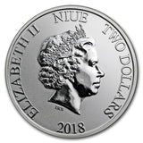 2018 Niue 1 oz Silver $2 Disney Scrooge McDuck BU