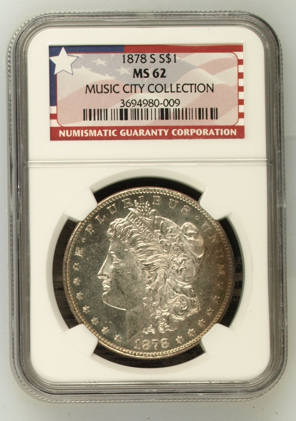 1878-S $1 Morgan Silver Dollar MS62 Music City Collection – CCI