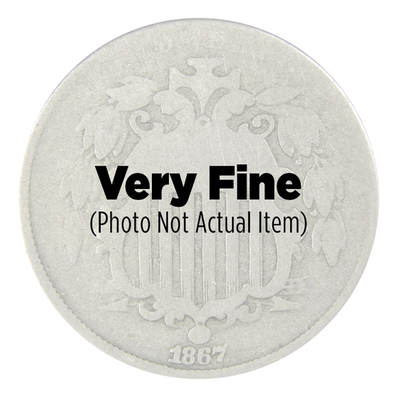1867 Shield Nickel TII, VF.