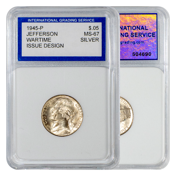 1945-P Jefferson Wartime Nickel MS67 IGS