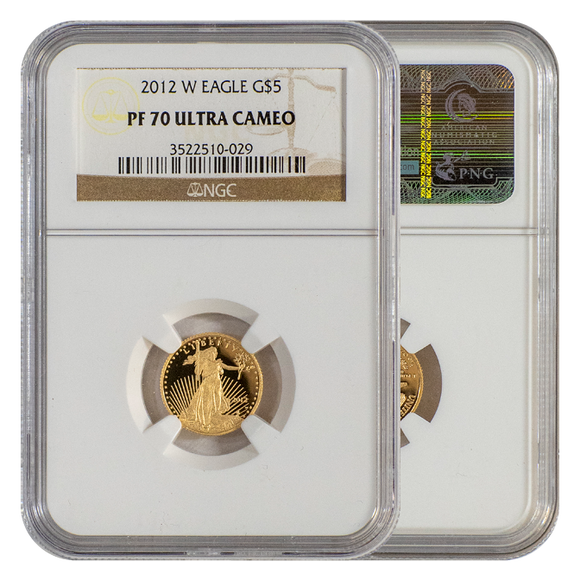 NGC 2012-W Gold Eagle $5 PF70 Ultra Cameo