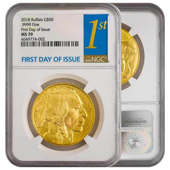 NGC 2018 Gold Buffalo $50 1 oz MS 70 First Day Issue