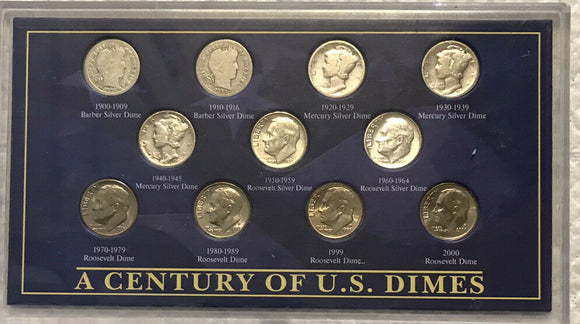 A Century of U.S. Dimes - 11 Coin Set
