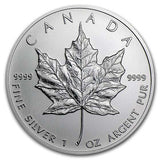 Canada Maple Leaf 1 Oz Silver Coin BU - Random Year - Off Quality/Toned/Milk Spots
