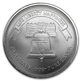 1 oz Silver A-Mark Liberty Bell Round - Off Quality/Milk Spots