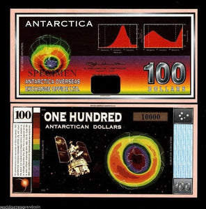 2001 Antarctica $100  Uncirculated Specimen Note