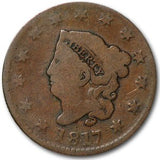 1817 13 star Coronet Large Cent - VG Details