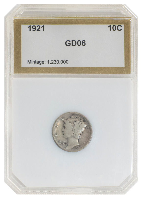 1921 Mercury Dime GD06 PCI