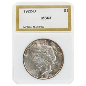 1922-D MS63 Peace Dollar PCI