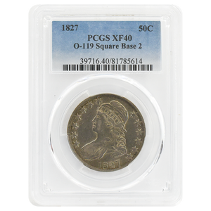 1827 Capped Bust Half Dollar XF40 O-119 Square Base 2 PCGS