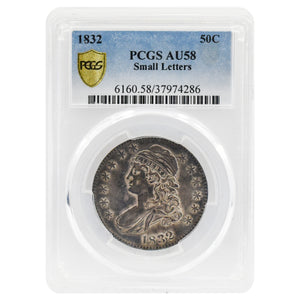 1832 Capped Bust Half Dollar AU58 PCGS (Small Letters)