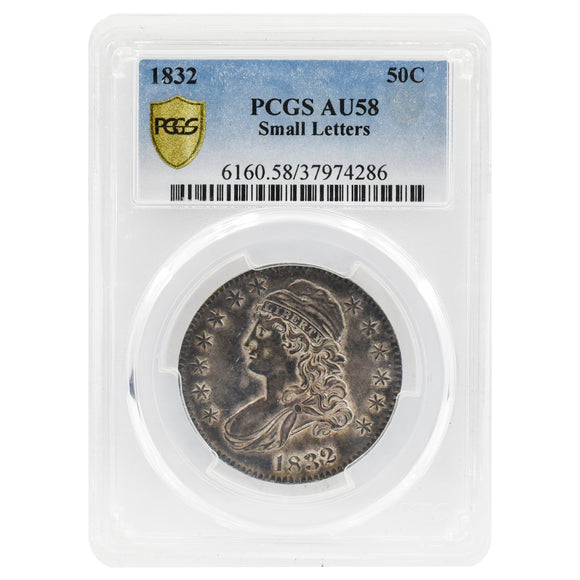 1832 Capped Bust Half Dollar AU58 PCGS (Small Letters)