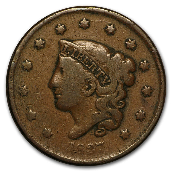 1837 Large Cent Coronet Head Very Good