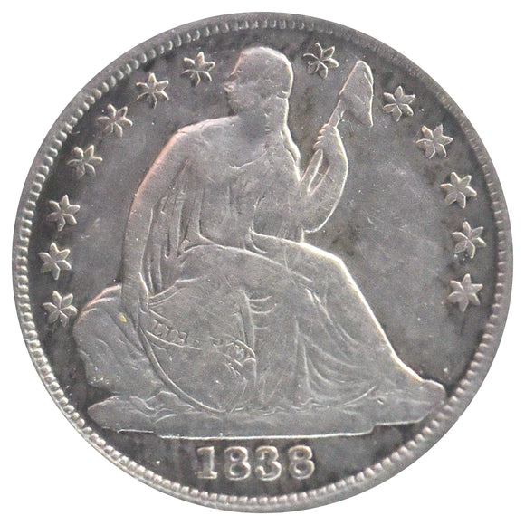 1838 Seated Dime Large Stars F