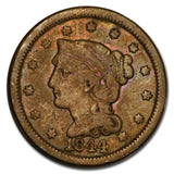 1844 Braided Hair Large Cent - F Details