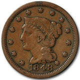 1848 Large Cent - VG/F