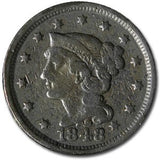 1848 Braided Hair Large Cent - VG Details
