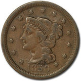 1850 Braided Hair Large Cent - F Details
