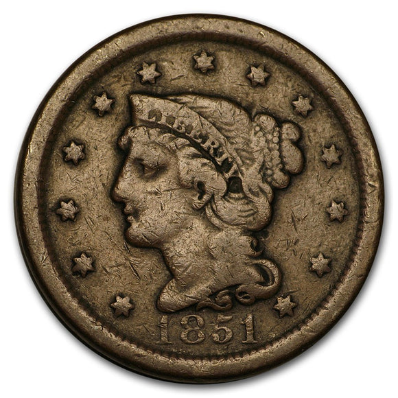 1851 Large Cent Fine- Braided Hair