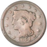 1851 Braided Hair Large Cent - VG