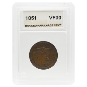 1851 Braided Hair Large Cent VF30