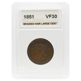 1851 Braided Hair Large Cent VF30