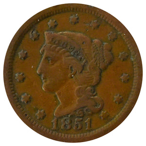 1851 Braided Large Cent BN (VF)