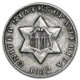 1852 3 Cent Silver Piece - XF/AU