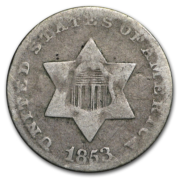 1853 Three Cent Silver Piece (VG)